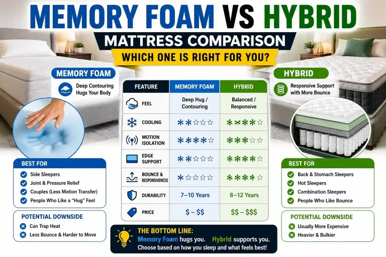Memory Foam vs Hybrid Mattresses