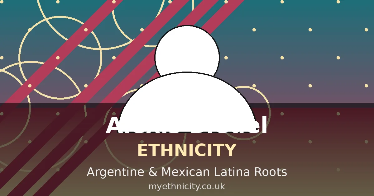 Stylized editorial portrait graphic of Alexis Bledel with Argentine and Mexican Latina cultural motifs