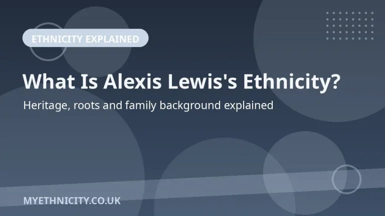 Stylized editorial graphic asking what is Alexis Lewis's ethnicity