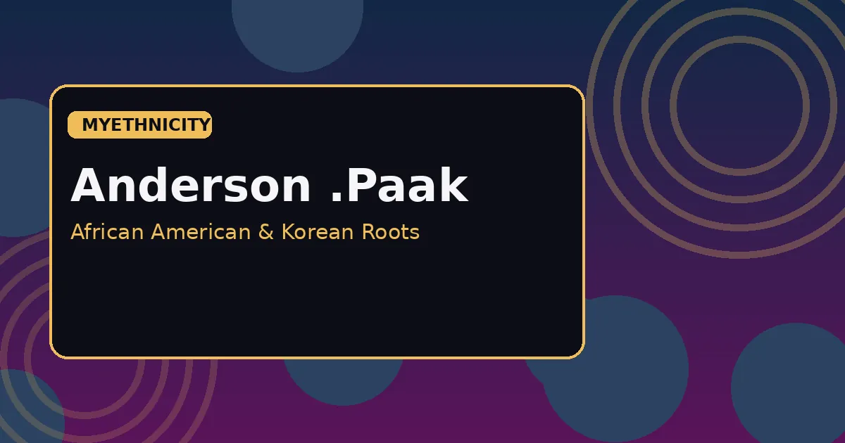 Stylized editorial graphic celebrating Anderson .Paak's African American and Korean heritage with soulful geometric design