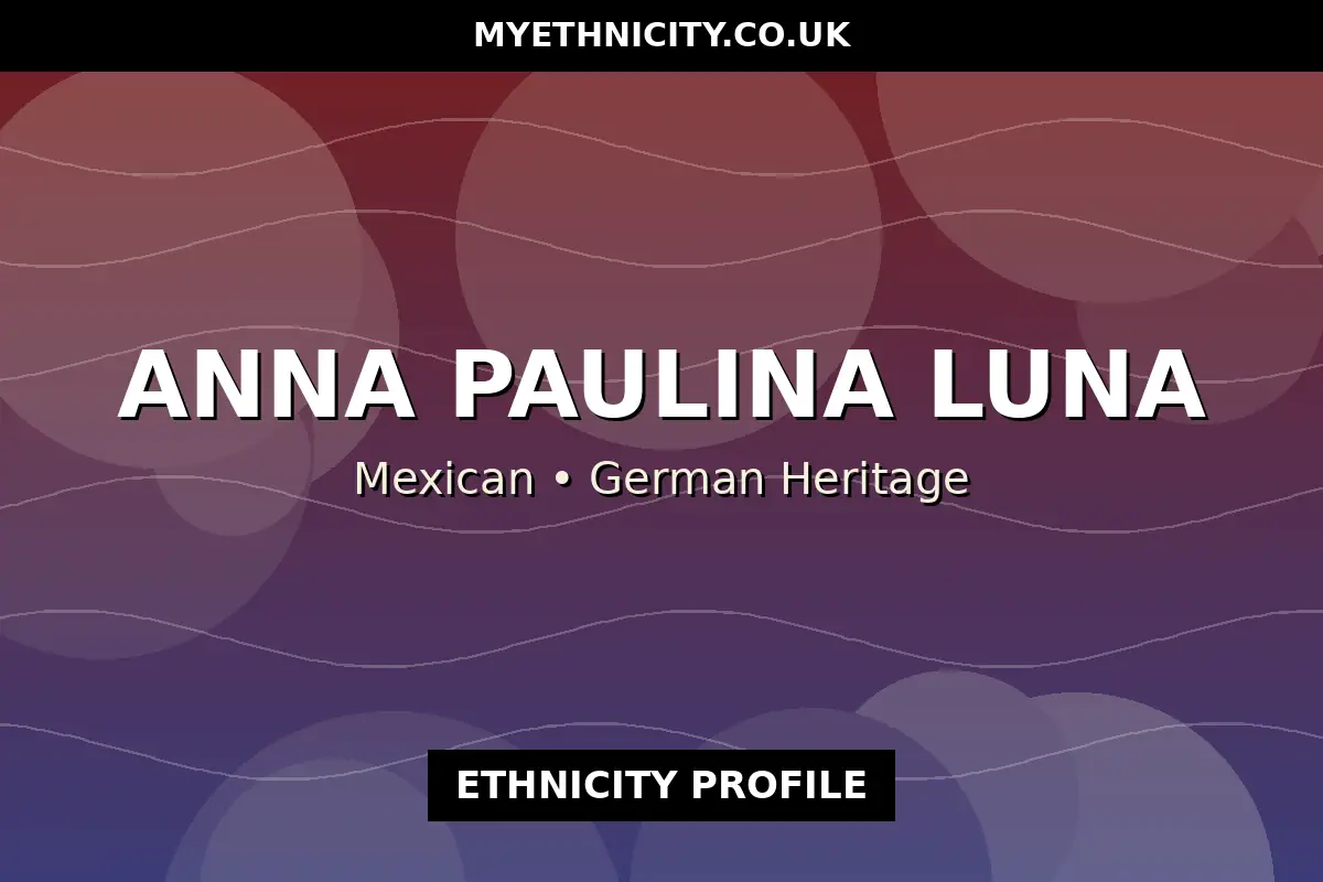 Stylized editorial graphic illustrating Anna Paulina Luna's Mexican and German heritage