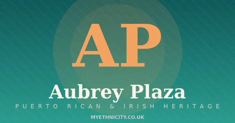 Stylized editorial graphic of Aubrey Plaza with teal and coral tones and monogram