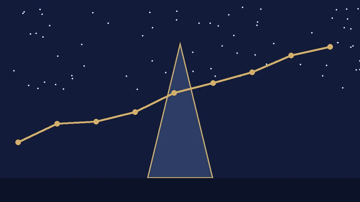 Stylized editorial illustration of the San Francisco skyline with financial chart motifs, representing Bayard Martensen's investment career