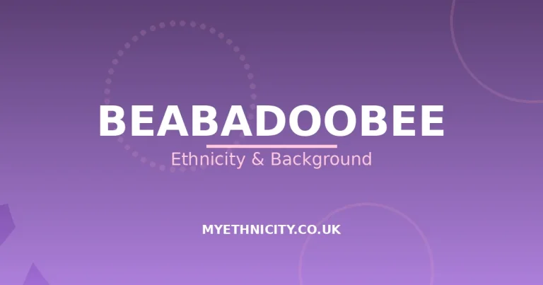 Stylized editorial graphic on Beabadoobee's ethnicity and family background