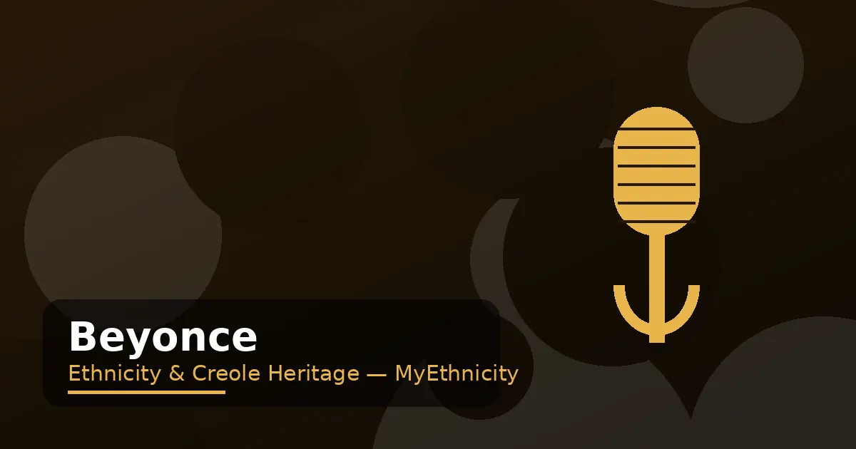 Stylized editorial graphic with gold microphone on dark bronze for the Beyonce ethnicity article featured image