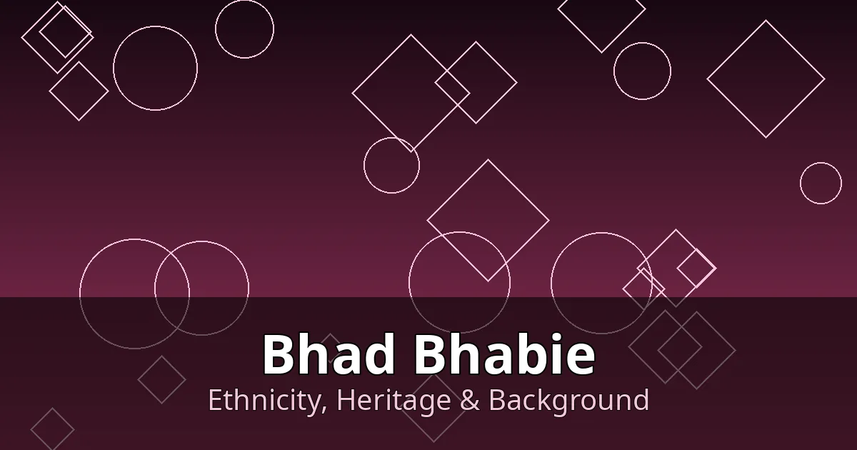 Stylized editorial graphic with bold pink and black geometric motifs for Bhad Bhabie's ethnicity profile