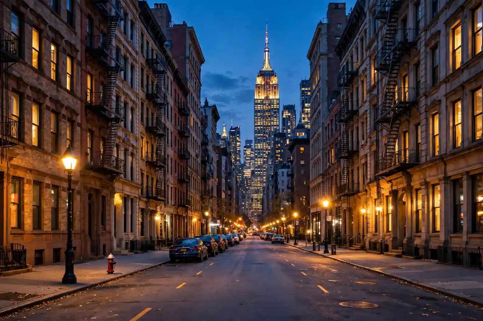 New York City Manhattan street at dusk