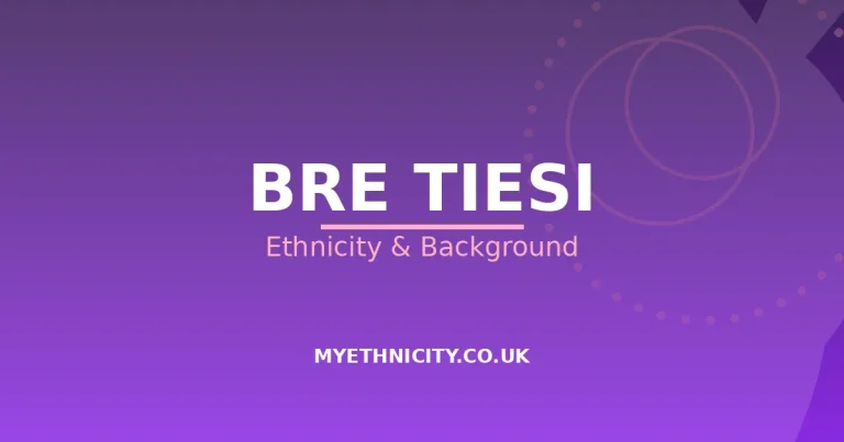 Stylized editorial graphic on Bre Tiesi's ethnicity and family background