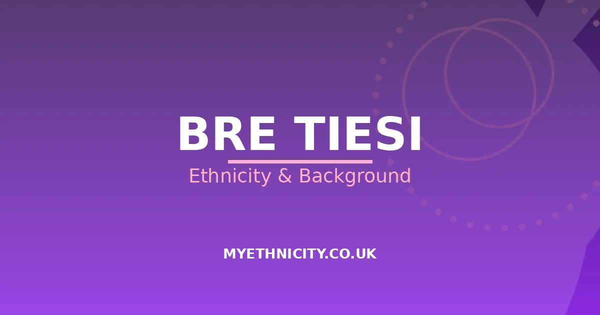 Stylized editorial graphic on Bre Tiesi's ethnicity and family background