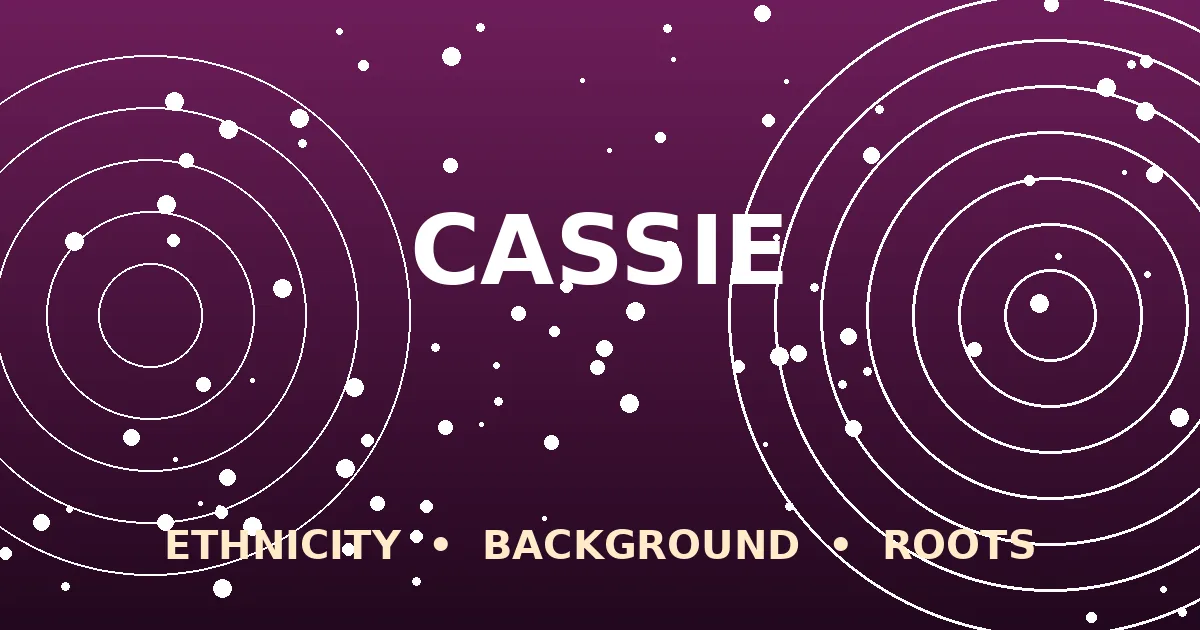 Stylized editorial graphic with Cassie Ventura's name on a gradient background representing her mixed multiracial ethnicity
