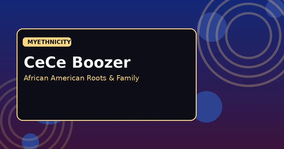 Stylized editorial graphic celebrating CeCe Boozer's African American heritage and role as mother of the Duke Boozer twins