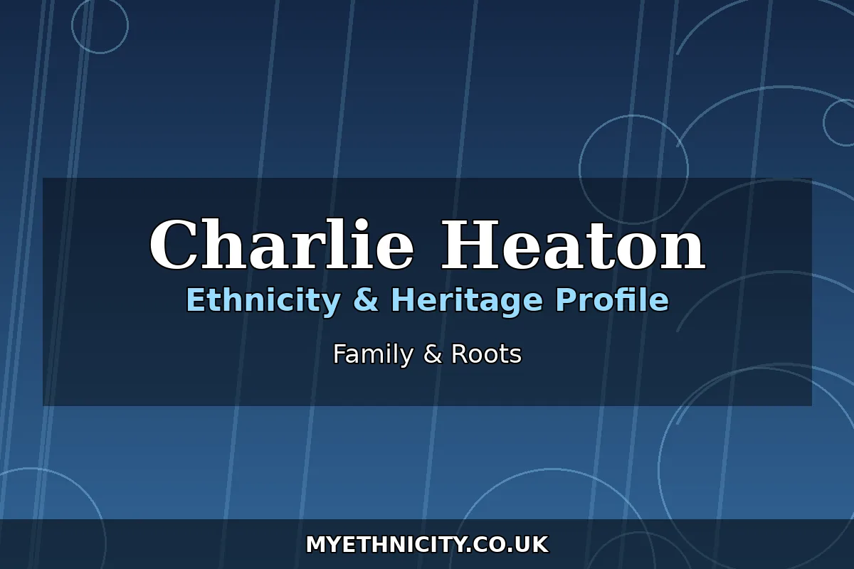Stylized editorial graphic about Charlie Heaton's Yorkshire family roots, with text reading Charlie Heaton and Family and Roots