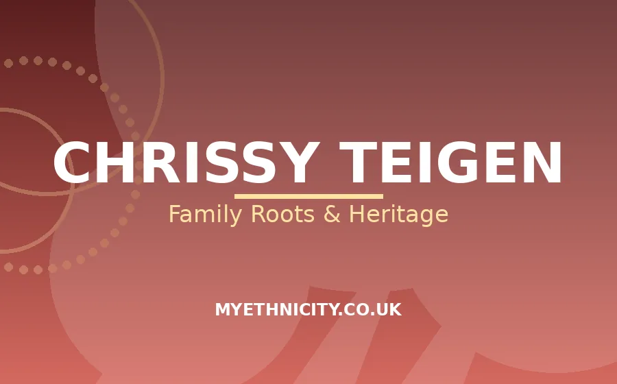 Illustrated graphic representing Chrissy Teigen's Thai and Norwegian family roots