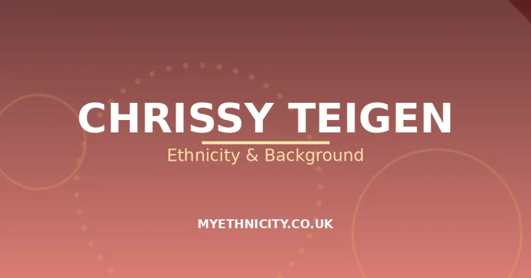 Stylized editorial graphic on Chrissy Teigen's ethnicity and family background