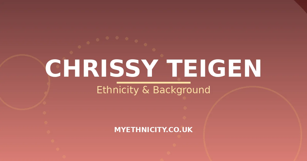 Stylized editorial graphic on Chrissy Teigen's ethnicity and family background