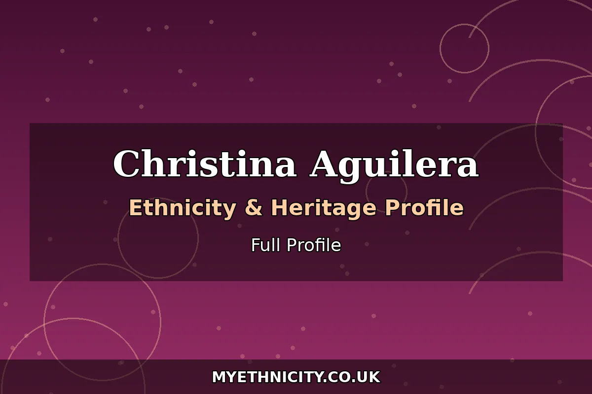 Stylized editorial featured graphic representing Christina Aguilera's Ecuadorian and Irish mixed ethnicity