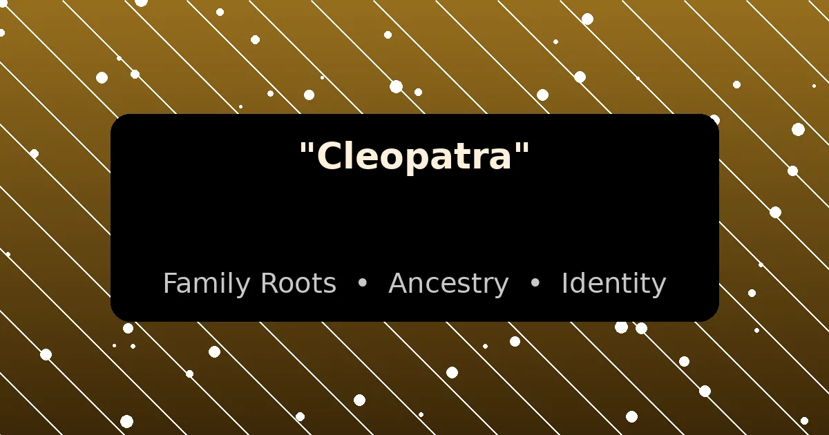 Abstract stylized graphic with Cleopatra's name highlighting the debate over Macedonian Greek versus Egyptian ancestry
