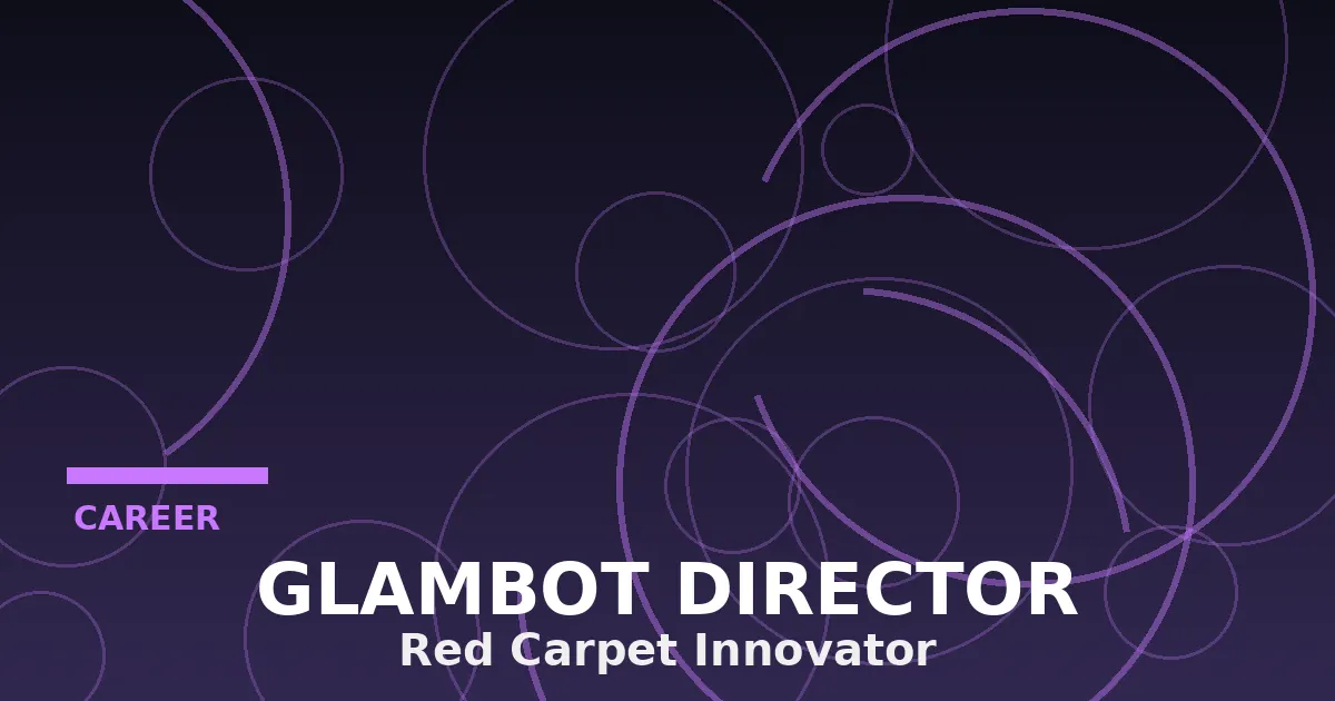 Stylized flat illustration of a robotic camera arm and red carpet spotlights representing Cole Walliser's GlamBOT invention