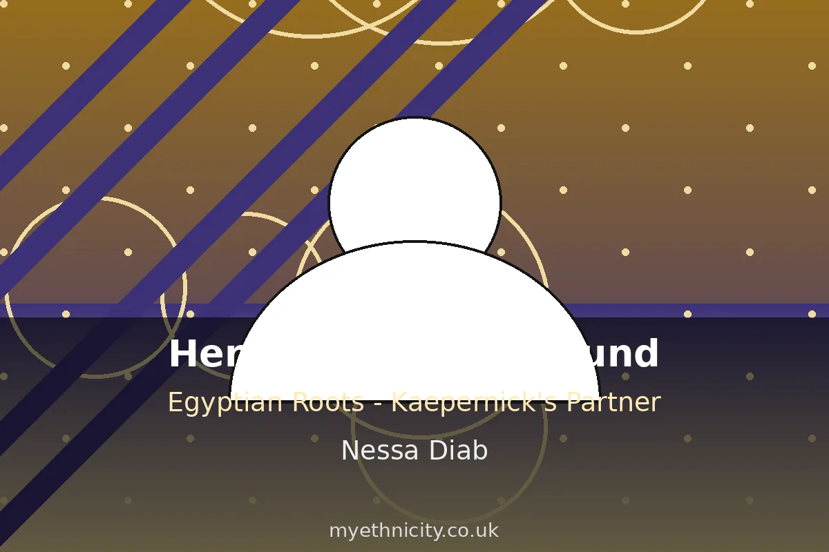 Stylized editorial graphic of Nessa Diab's Egyptian heritage with North African motifs