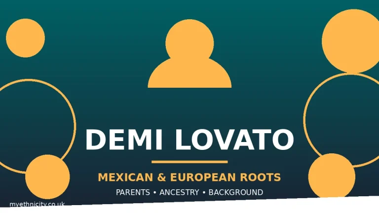 Demi Lovato ethnicity and background, stylized editorial graphic