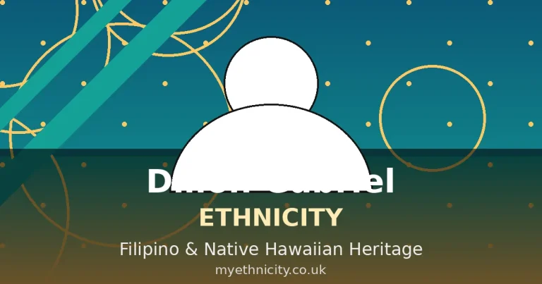 Stylized editorial portrait graphic of Dillon Gabriel with Filipino and Native Hawaiian cultural motifs