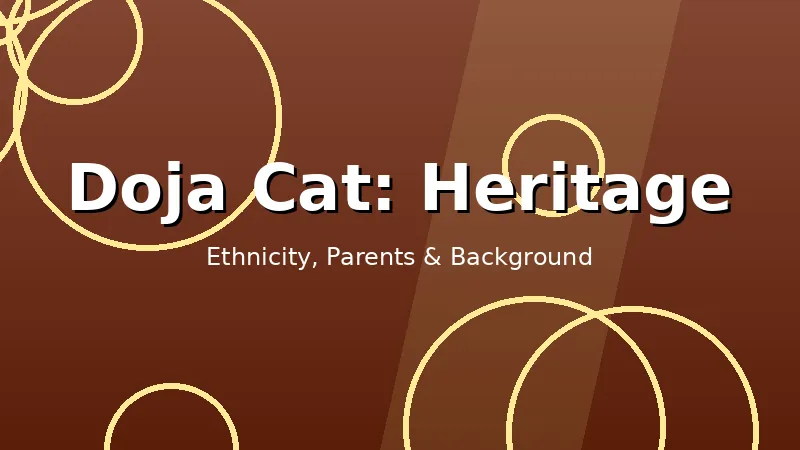 Stylized editorial graphic showing Doja Cat's South African Zulu and Jewish-American heritage