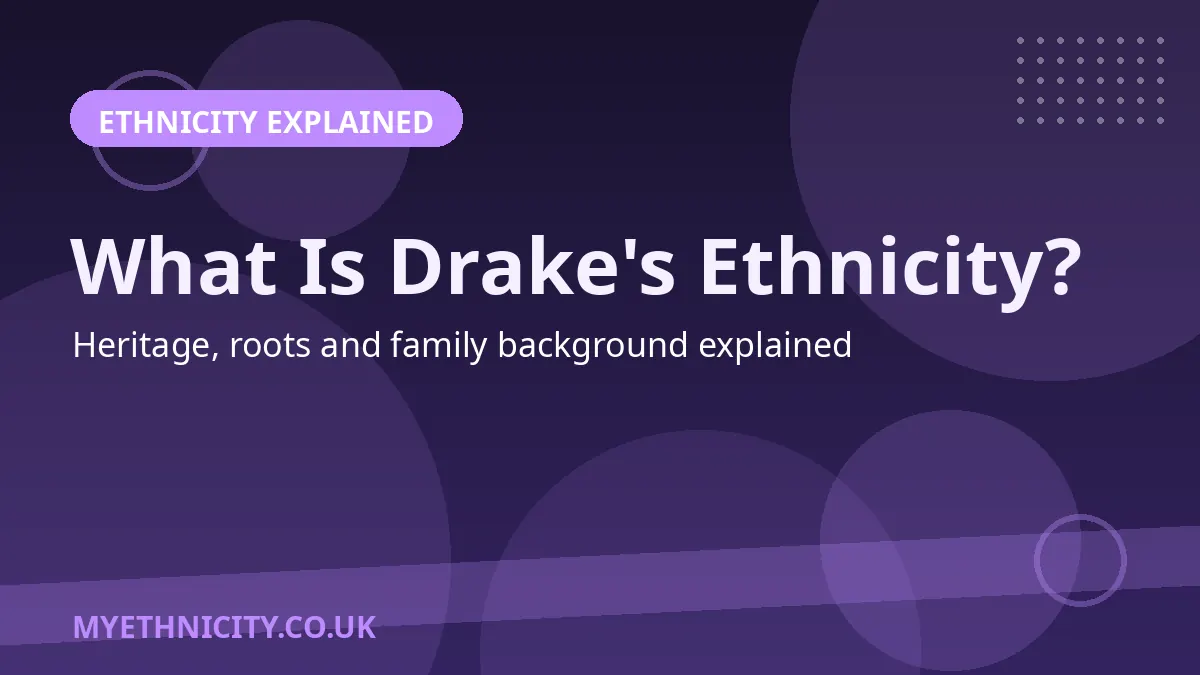 Stylized editorial graphic asking what is Drake's ethnicity