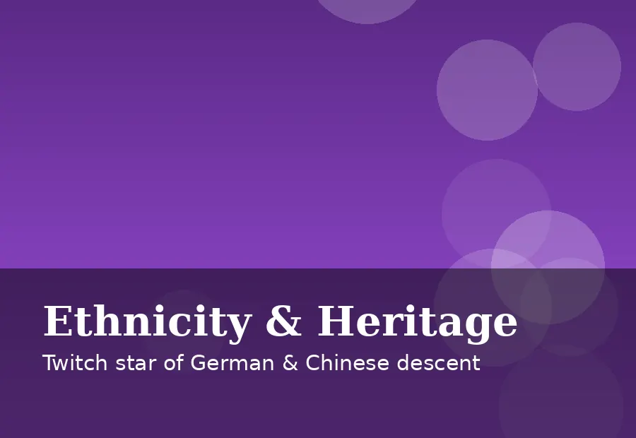 Editorial graphic card summarizing Emiru ethnicity facts with teal and purple gradient artwork