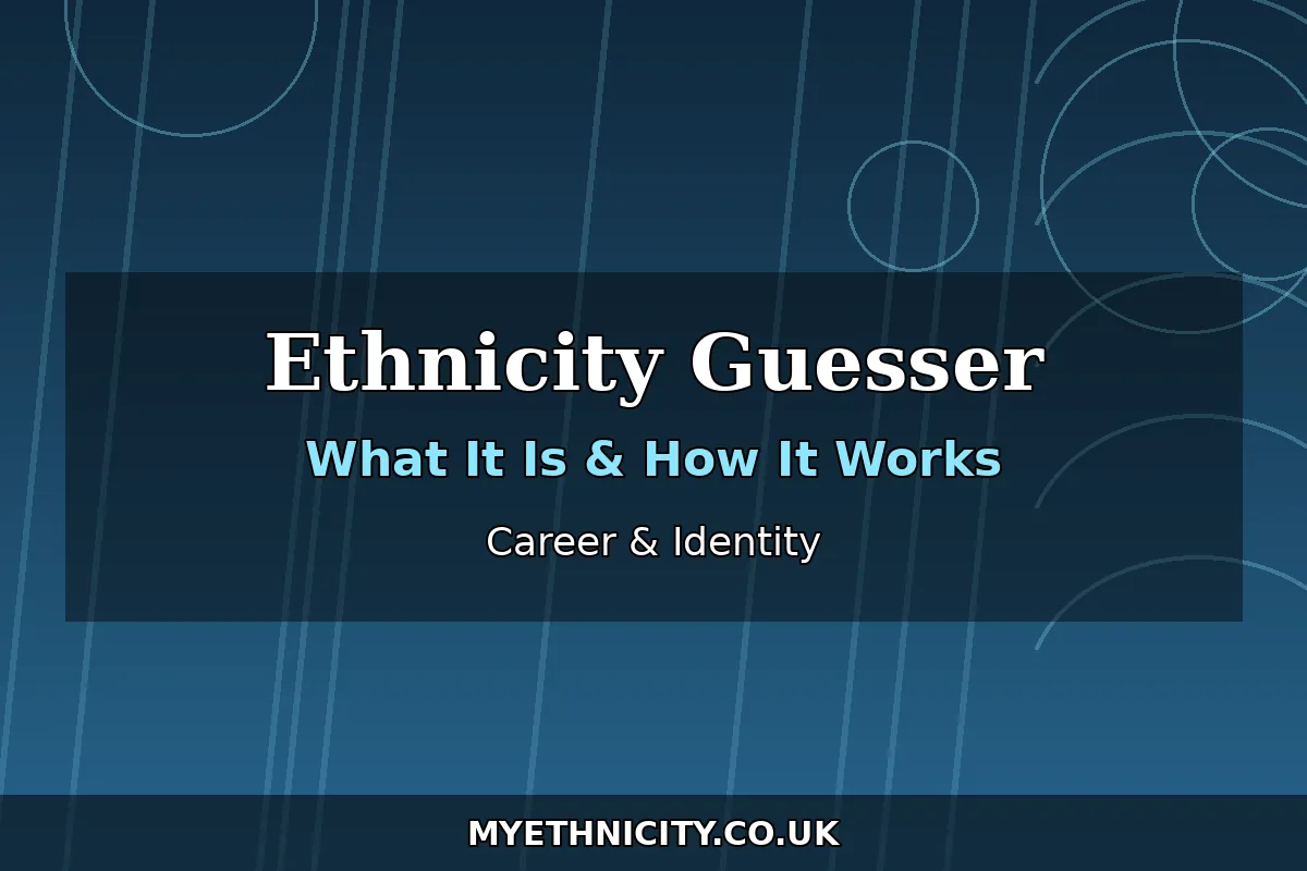 Stylized editorial graphic comparing DNA helix and camera lens motifs illustrating the difference between ethnicity guessers and DNA ancestry tests