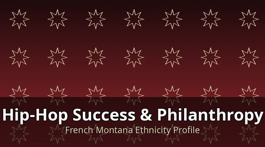 Editorial graphic representing French Montana's hip-hop success and philanthropic work