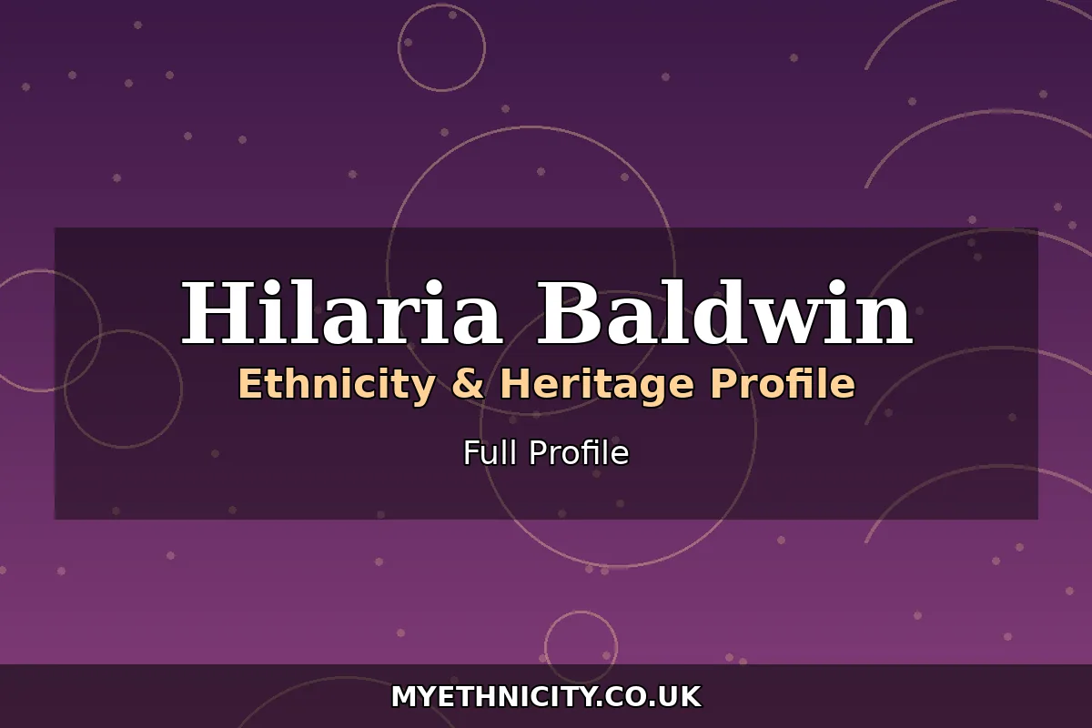 Stylized editorial portrait graphic for Hilaria Baldwin ethnicity profile