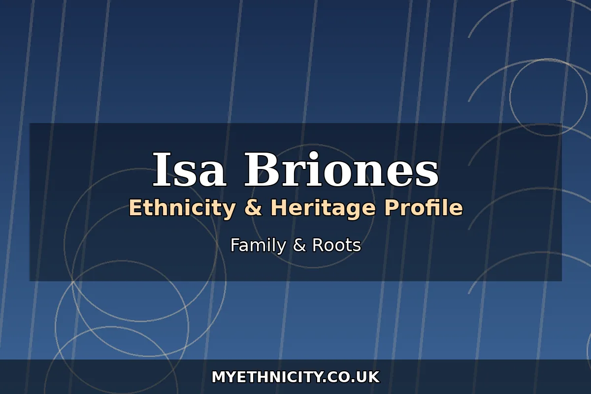 Stylized editorial graphic with Filipino and European motifs representing Isa Briones' Filipino, Swedish and Irish mixed ethnicity