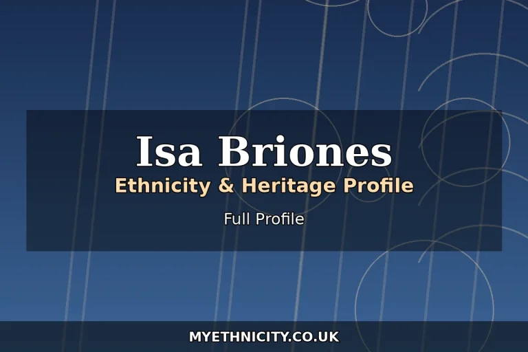 Stylized editorial featured graphic representing Isa Briones' Filipino and European mixed ethnicity