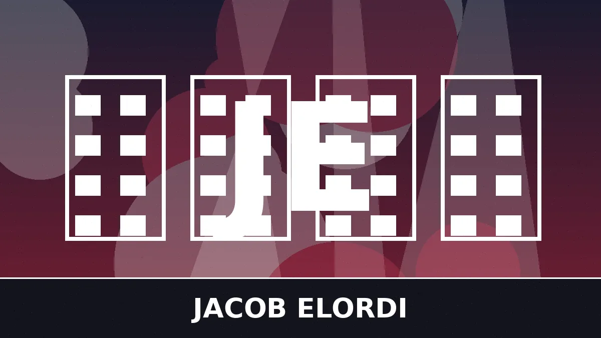 Stylized featured graphic for the Jacob Elordi ethnicity article with cinematic film-themed design and JE monogram