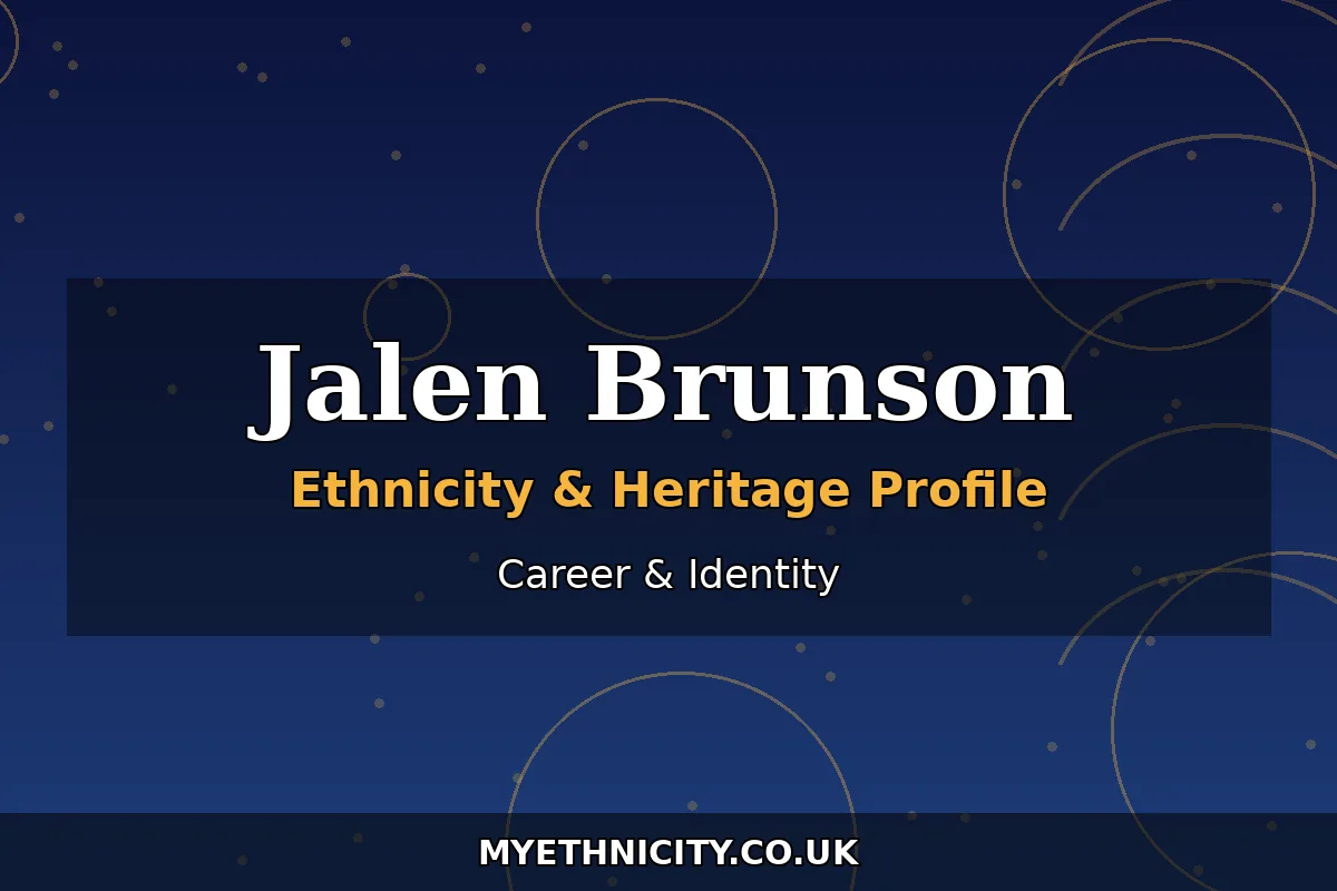 Stylized editorial graphic with New York and basketball themes illustrating Jalen Brunson's career and cultural identity