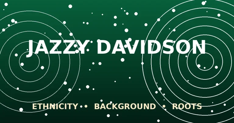 Stylized editorial graphic with Jazzy Davidson's name on a gradient background representing her Nigerian-American ethnicity