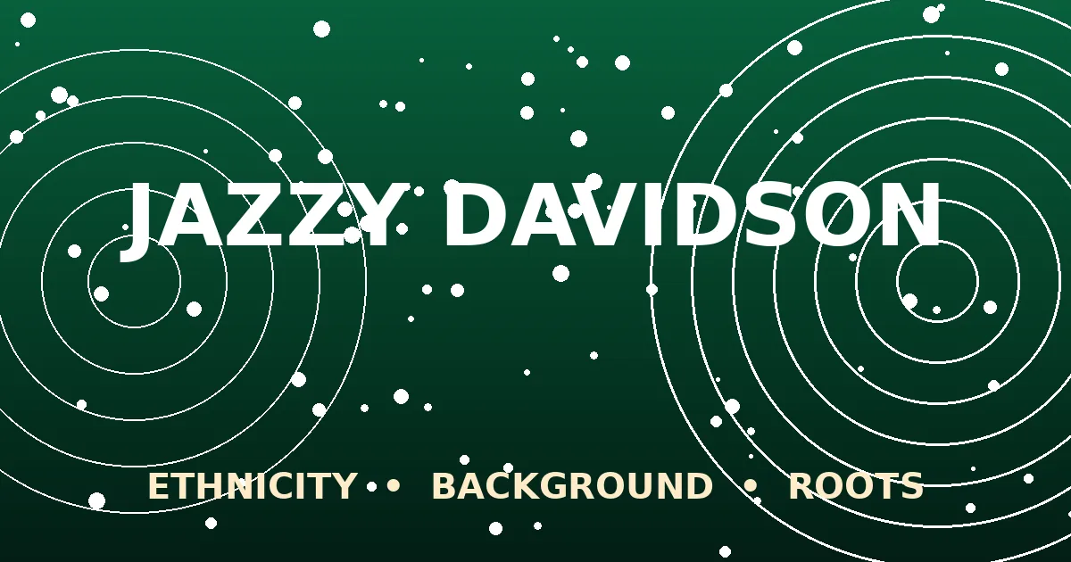 Stylized editorial graphic with Jazzy Davidson's name on a gradient background representing her Nigerian-American ethnicity