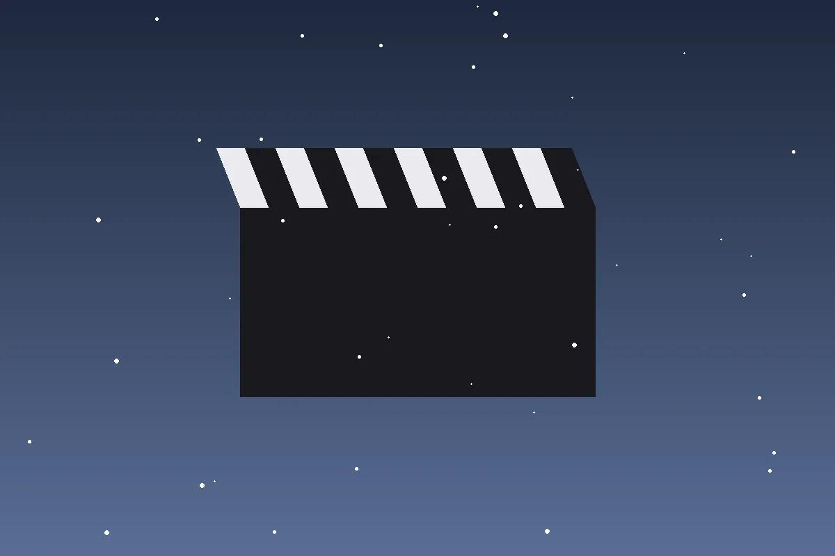 Flat vector illustration of a film clapperboard among stars for actor Johnny Depp