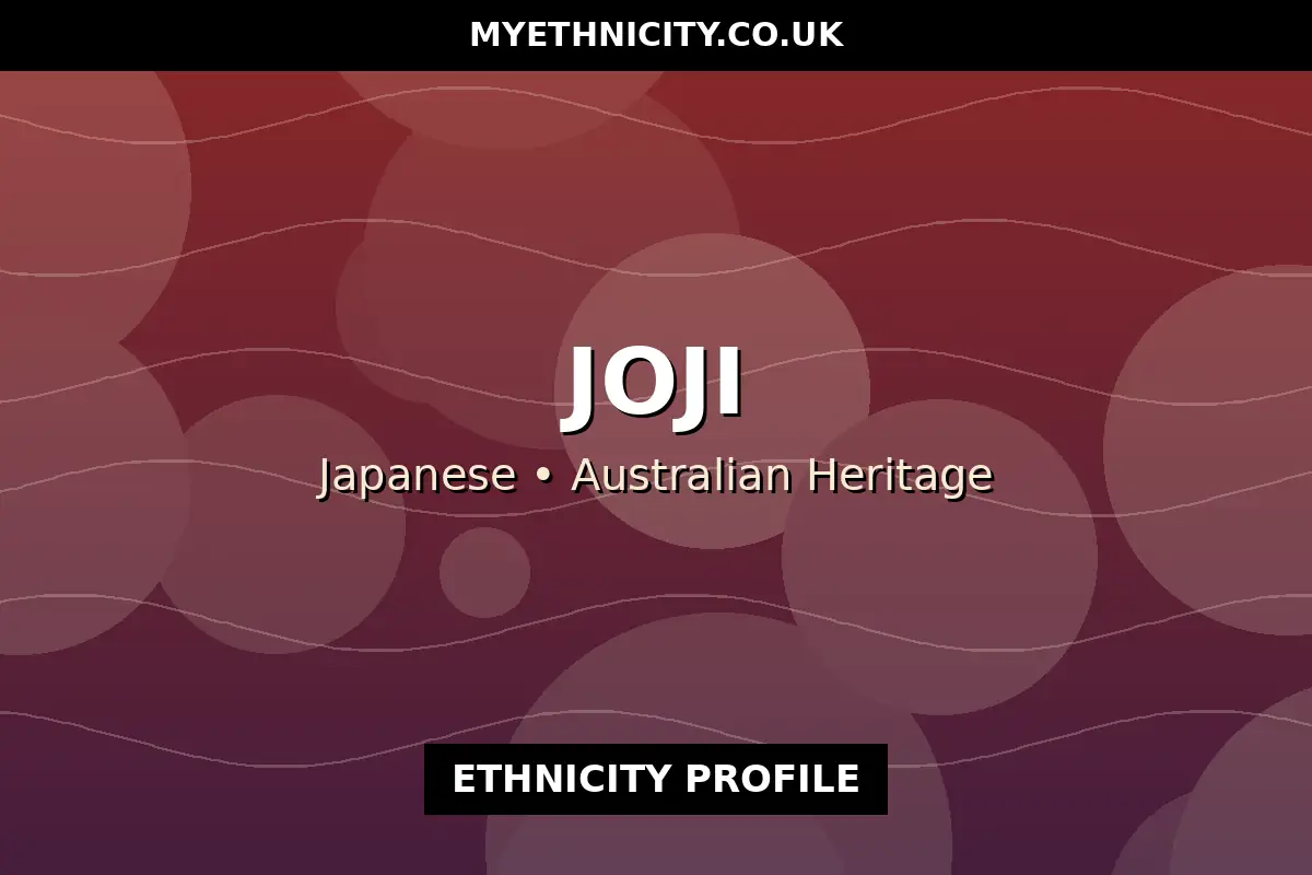 Stylized editorial graphic illustrating Joji's Japanese and Australian heritage with Osaka and Sydney motifs