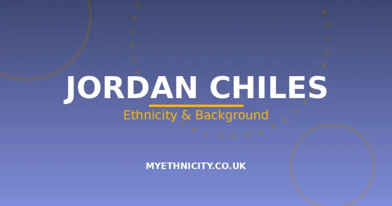Stylized editorial graphic on Jordan Chiles' ethnicity and family background