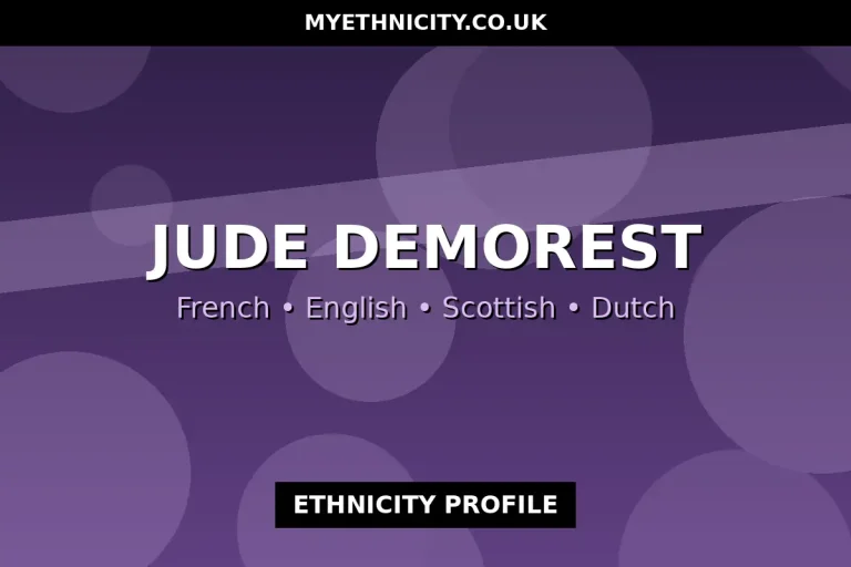 Stylized editorial title graphic for the Jude Demorest ethnicity profile