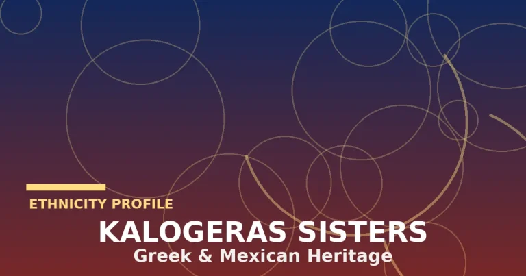 Stylized editorial illustration of Greek and Mexican cultural motifs representing the Kalogeras Sisters' mixed heritage