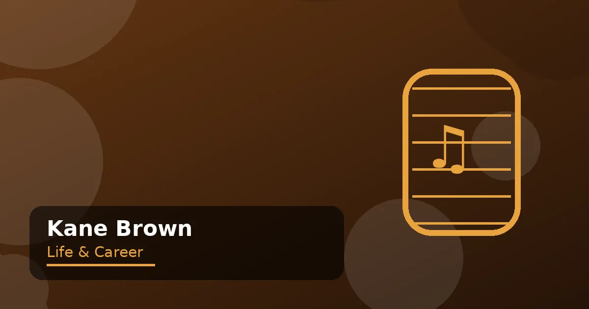 Flat vector graphic of a stage and microphone celebrating Kane Brown's country music career
