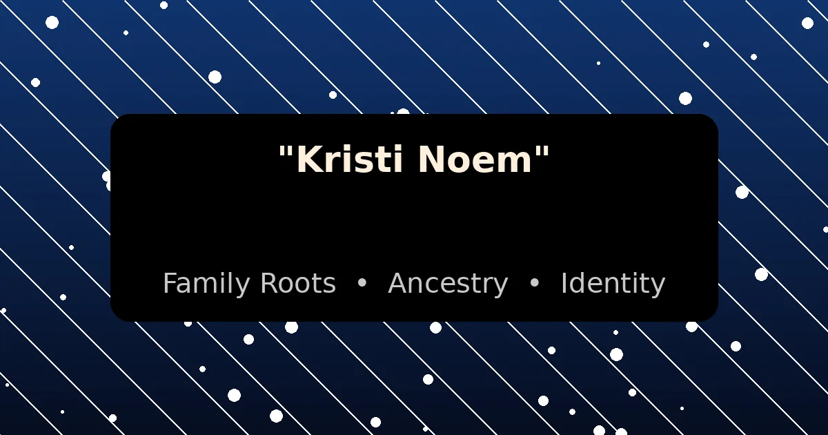 Abstract stylized graphic with Kristi Noem's name celebrating her Norwegian-American and German ancestry