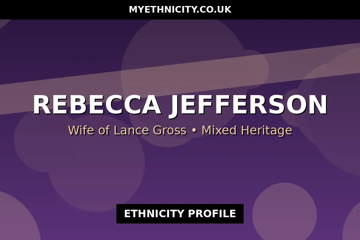 Stylized editorial title graphic for the Rebecca Jefferson ethnicity profile