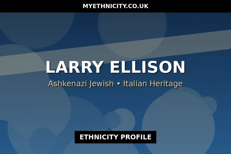 Stylized editorial title graphic for the Larry Ellison ethnicity profile
