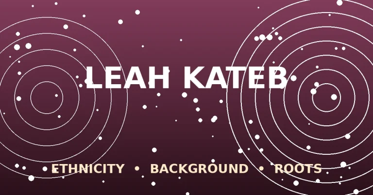Stylized editorial graphic with Leah Kateb's name on a gradient background representing her Persian-Iranian ethnicity