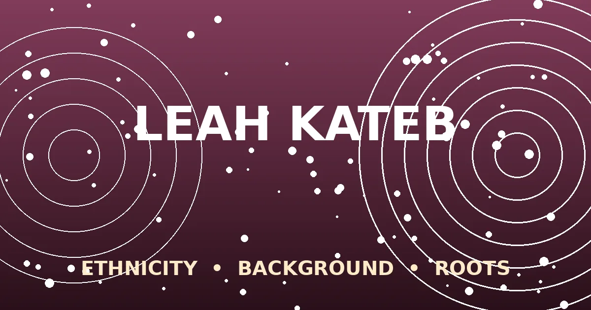 Stylized editorial graphic with Leah Kateb's name on a gradient background representing her Persian-Iranian ethnicity