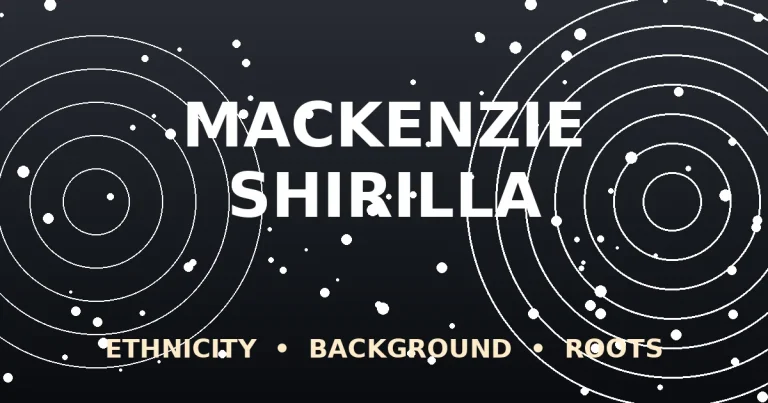 Stylized editorial graphic with Mackenzie Shirilla's name on a neutral gradient background representing her Ohio American background