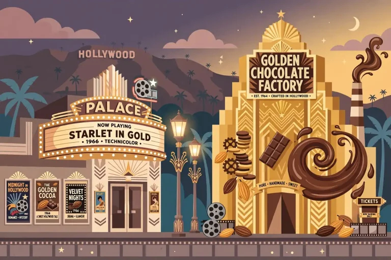 Editorial illustration of a vintage 1960s cinema marquee at dusk representing Mary Joan Schutz, second wife of actor Gene Wilder